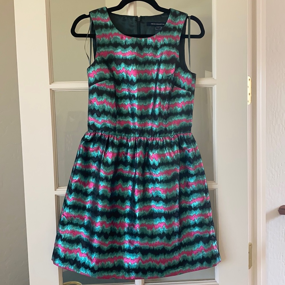 FRENCH CONNECTION Pink/Green Demeter Striped Dress